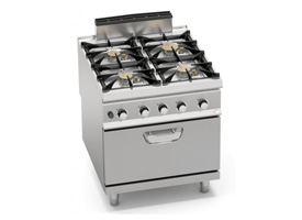4-Burners Gas Cooker on 2/1 GN Gas Oven