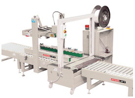 Low Table Auto Carton Sealer + Strapping Machine