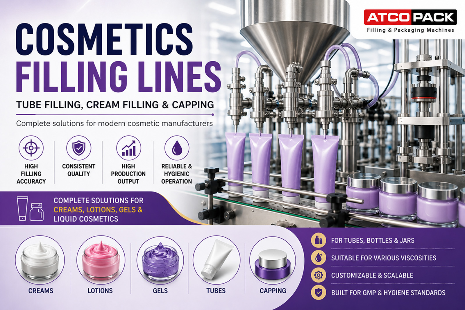 Cosmetics Filling Lines: Tube Filling, Cream Filling & Capping