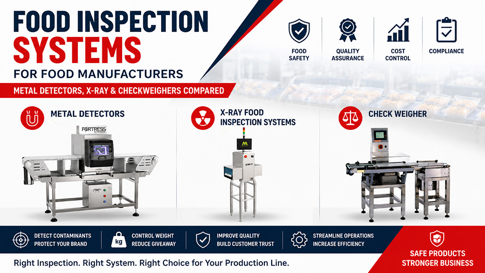 Food Inspection Systems for Food Manufacturers: Metal Detectors, X-Ray & Checkweighers Compared