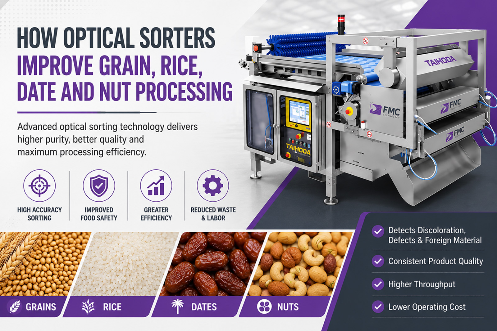 How Optical Sorters Improve Grain, Rice, Date and Nut Processing