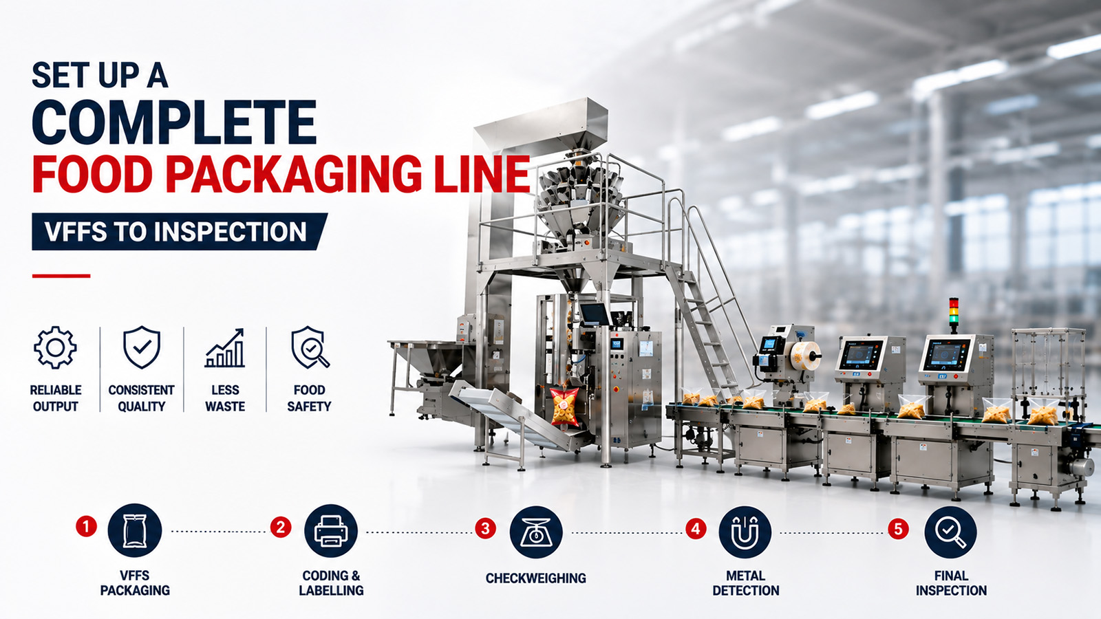 How to Set Up a Complete Food Packaging Line: VFFS to Inspection