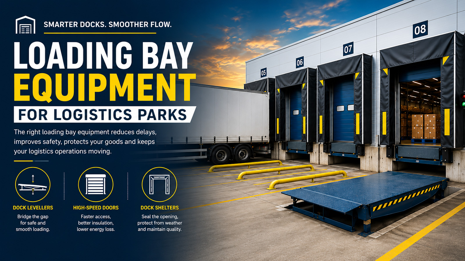 Loading Bay Equipment for Logistics Parks: Dock Levellers, High-Speed Doors & Dock Shelters