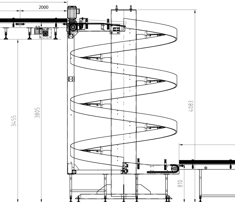 Motorized Spiral Conveyor Diagram