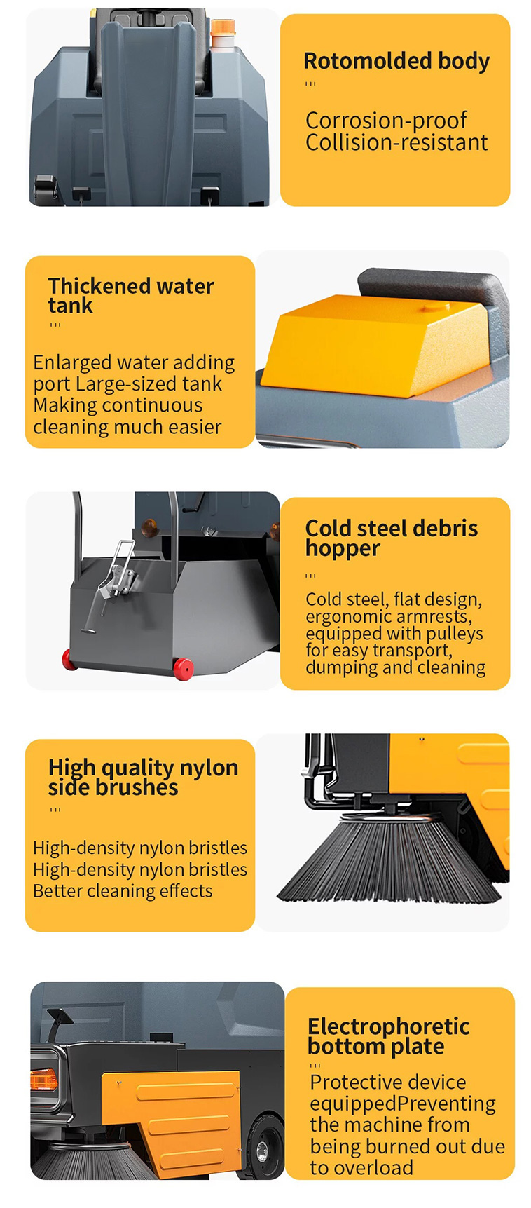 Ride-On Floor Sweeper Features