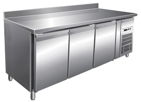 Three Refrigerated Counter With Back Splash - Chiller & Freezer